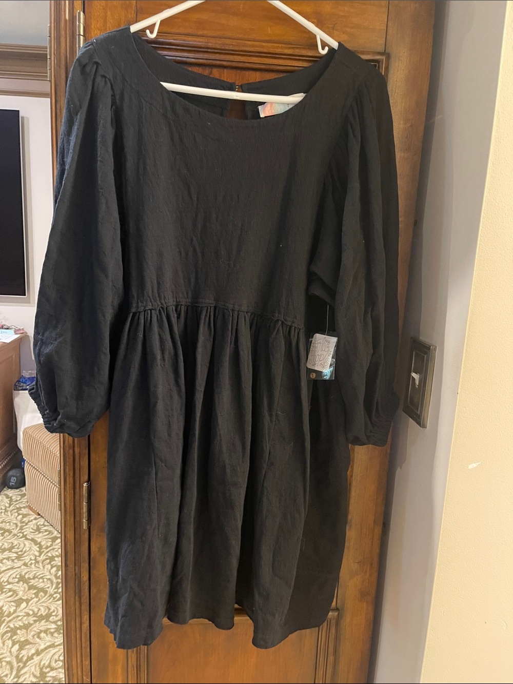 Free People Beach Black Cotton Gauze Baby Doll Dress, small, NWT $68